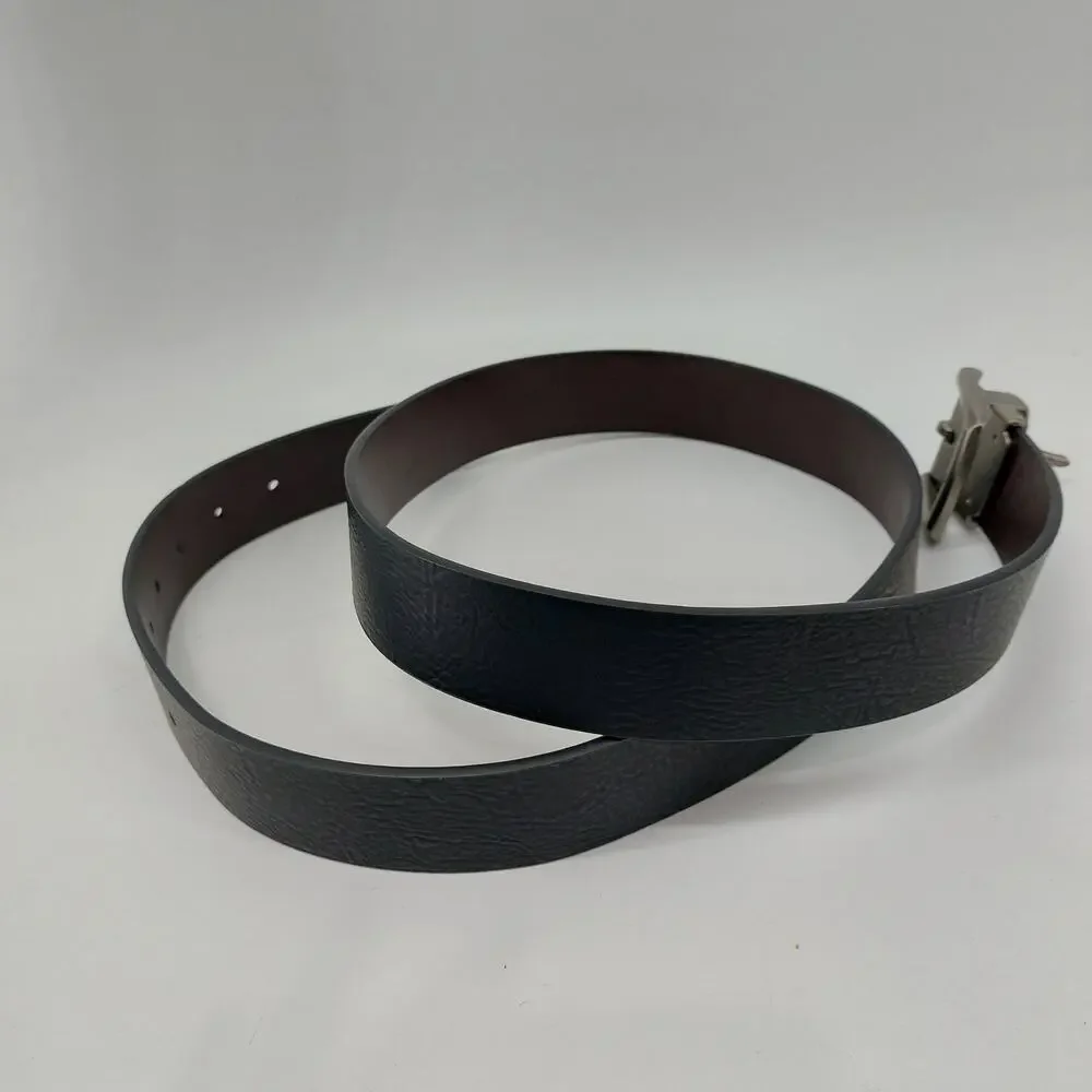 Levis Belt Black Brown Silver Tone Buckle 42-44 XL Men's